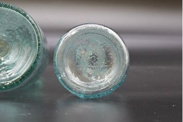 大正〜昭和初期　お洒落なディスプレイに活躍するガラス瓶5点セット(ボトル、ガラスビン、硝子、薬瓶、花瓶、花入、花器)(R-076306)