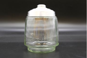 昭和レトロ　当時物　大正〜昭和初期　アルミ蓋　昔懐かしい雰囲気漂うガラス瓶2個セット(キャニスター、ガラスビン、硝子、菓子瓶)(R-076308)