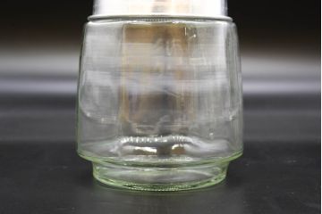 昭和レトロ　当時物　大正〜昭和初期　アルミ蓋　昔懐かしい雰囲気漂うガラス瓶2個セット(キャニスター、ガラスビン、硝子、菓子瓶)(R-076308)