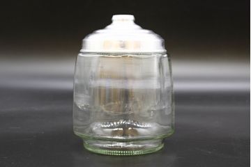昭和レトロ　当時物　大正〜昭和初期　アルミ蓋　昔懐かしい雰囲気漂うガラス瓶2個セット(キャニスター、ガラスビン、硝子、菓子瓶)(R-076308)