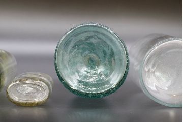 大正〜昭和初期　お洒落なディスプレイに活躍するガラス瓶5点セット(ボトル、ガラスビン、硝子、薬瓶、花瓶、花入、花器)(R-076312)