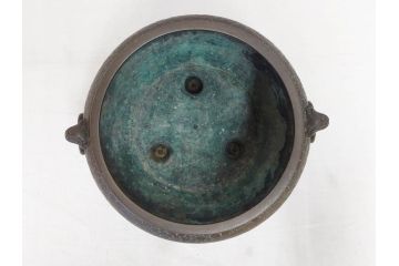 大正〜昭和初期　上手物　古銅　桜　味わい深い魅力を放つ火鉢(さくら、サクラ、手あぶり、鉢カバー、獣耳、獅子?)(R-076314)