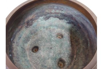 大正〜昭和初期　上手物　古銅　桜　味わい深い魅力を放つ火鉢(さくら、サクラ、手あぶり、鉢カバー、獣耳、獅子?)(R-076314)