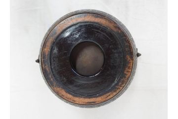 大正〜昭和初期　上手物　古銅　桜　味わい深い魅力を放つ火鉢(さくら、サクラ、手あぶり、鉢カバー、獣耳、獅子?)(R-076314)