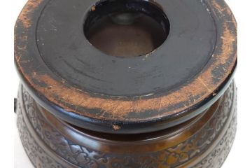 大正〜昭和初期　上手物　古銅　桜　味わい深い魅力を放つ火鉢(さくら、サクラ、手あぶり、鉢カバー、獣耳、獅子?)(R-076314)