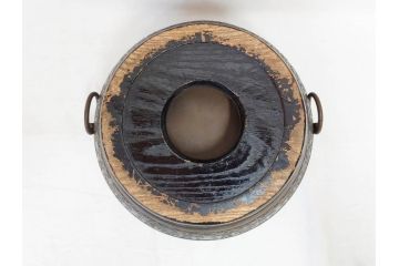 大正〜昭和初期　上手物　古銅　桜　味わい深い魅力を放つ火鉢(さくら、サクラ、手あぶり、鉢カバー、獣耳、獅子?)(R-076315)