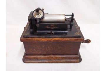 ジャンク品　エジソン　EDISON FIRESIDE PHONOGRAPH　MODEL A　フォノグラフ　蓄音機(ホーン付き、ケース付き、蝋管再生機、MODEL-H 4 MINUTE、トーマス・アルバ・エジソン)(R-076318)