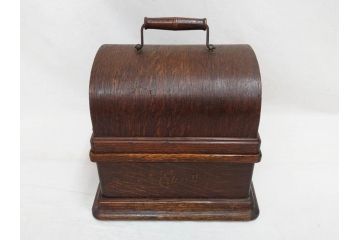 ジャンク品　エジソン　EDISON FIRESIDE PHONOGRAPH　MODEL A　フォノグラフ　蓄音機(ホーン付き、ケース付き、蝋管再生機、MODEL-H 4 MINUTE、トーマス・アルバ・エジソン)(R-076318)