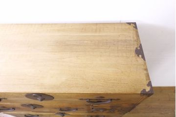 和製アンティーク　特注!!　上手物!!　明治〜大正　時代を感じさせない上質な造り込みの総桐二本松箪笥(時代箪笥、重ね箪笥、衣装タンス、和箪笥、収納箪笥、引き出し)(R-076320)