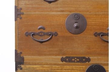 和製アンティーク　特注!!　上手物!!　明治〜大正　時代を感じさせない上質な造り込みの総桐二本松箪笥(時代箪笥、重ね箪笥、衣装タンス、和箪笥、収納箪笥、引き出し)(R-076320)