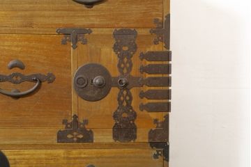 和製アンティーク　特注!!　上手物!!　明治〜大正　時代を感じさせない上質な造り込みの総桐二本松箪笥(時代箪笥、重ね箪笥、衣装タンス、和箪笥、収納箪笥、引き出し)(R-076320)