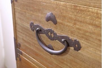 和製アンティーク　特注!!　上手物!!　明治〜大正　時代を感じさせない上質な造り込みの総桐二本松箪笥(時代箪笥、重ね箪笥、衣装タンス、和箪笥、収納箪笥、引き出し)(R-076320)