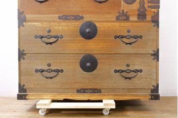 和製アンティーク　特注!!　上手物!!　明治〜大正　時代を感じさせない上質な造り込みの総桐二本松箪笥(時代箪笥、重ね箪笥、衣装タンス、和箪笥、収納箪笥、引き出し)(R-076320)