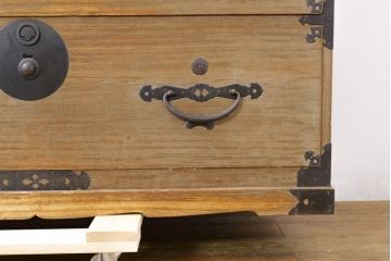 和製アンティーク　特注!!　上手物!!　明治〜大正　時代を感じさせない上質な造り込みの総桐二本松箪笥(時代箪笥、重ね箪笥、衣装タンス、和箪笥、収納箪笥、引き出し)(R-076320)