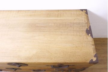 和製アンティーク　特注!!　上手物!!　明治〜大正　時代を感じさせない上質な造り込みの総桐二本松箪笥ローボード(ローチェスト、引き出し、衣装箪笥、整理タンス、テレビ台、テレビボード)(R-076322)