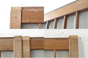アンティーク建具　レトロな空間を演出する格子入りガラス戸2枚セット(引き戸、格子戸、ガラス帯戸)(R-076326)