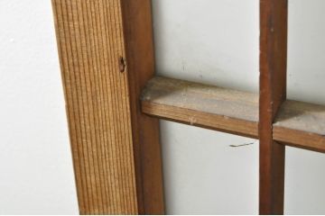 アンティーク建具　レトロな空間を演出する格子入りガラス戸2枚セット(引き戸、格子戸、ガラス帯戸)(R-076326)