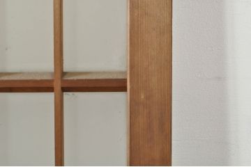 アンティーク建具　レトロな空間を演出する格子入りガラス戸2枚セット(引き戸、格子戸、ガラス帯戸)(R-076326)