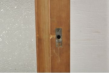 アンティーク建具　レトロな空間を演出する格子入りガラス戸2枚セット(引き戸、格子戸、ガラス帯戸)(R-076326)
