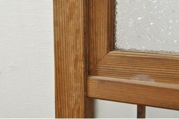 アンティーク建具　レトロな空間を演出する格子入りガラス戸2枚セット(引き戸、格子戸、ガラス帯戸)(R-076326)