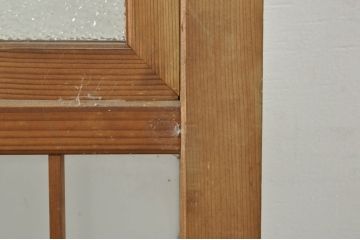 アンティーク建具　レトロな空間を演出する格子入りガラス戸2枚セット(引き戸、格子戸、ガラス帯戸)(R-076326)