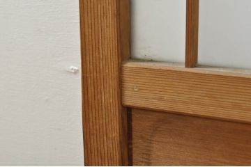 アンティーク建具　レトロな空間を演出する格子入りガラス戸2枚セット(引き戸、格子戸、ガラス帯戸)(R-076326)
