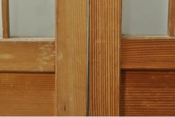 アンティーク建具　レトロな空間を演出する格子入りガラス戸2枚セット(引き戸、格子戸、ガラス帯戸)(R-076326)