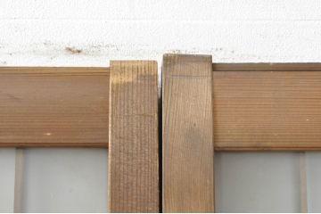 アンティーク建具　レトロな空間を演出する格子入りガラス戸2枚セット(引き戸、格子戸、ガラス帯戸)(R-076326)