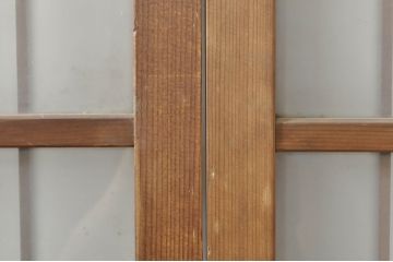 アンティーク建具　レトロな空間を演出する格子入りガラス戸2枚セット(引き戸、格子戸、ガラス帯戸)(R-076326)