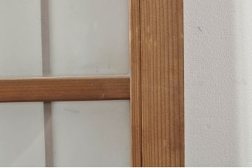 アンティーク建具　レトロな空間を演出する格子入りガラス戸2枚セット(引き戸、格子戸、ガラス帯戸)(R-076326)