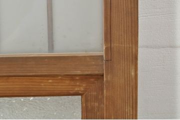 アンティーク建具　レトロな空間を演出する格子入りガラス戸2枚セット(引き戸、格子戸、ガラス帯戸)(R-076326)