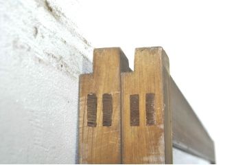 アンティーク建具　レトロな空間を演出する格子入りガラス戸2枚セット(引き戸、格子戸、ガラス帯戸)(R-076326)