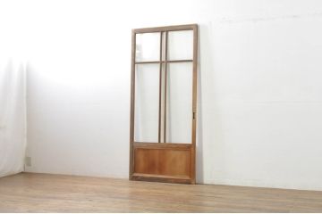 アンティーク建具　レトロな空間作りにおすすめなモールガラス入りガラス戸(引き戸)(R-076330)