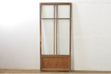 アンティーク建具　レトロな空間作りにおすすめなモールガラス入りガラス戸(引き戸)(R-076330)