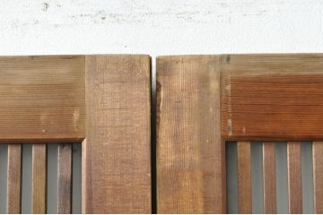 アンティーク建具　和の風情を感じられる裏ガラス入り格子戸2枚セット(引き戸、ガラス戸、ガラス帯戸)(R-076332)