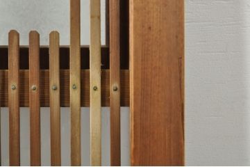 アンティーク建具　和の風情を感じられる裏ガラス入り格子戸2枚セット(引き戸、ガラス戸、ガラス帯戸)(R-076332)