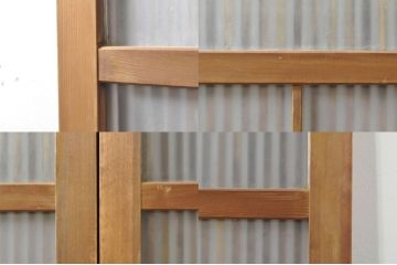 アンティーク建具　和の風情を感じられる裏ガラス入り格子戸2枚セット(引き戸、ガラス戸、ガラス帯戸)(R-076332)