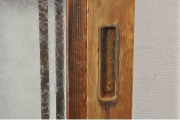 アンティーク建具　和の風情を感じられる裏ガラス入り格子戸2枚セット(引き戸、ガラス戸、ガラス帯戸)(R-076332)