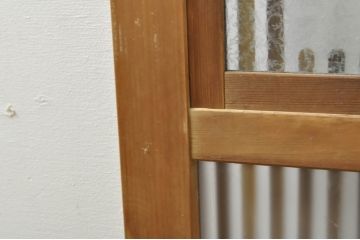 アンティーク建具　和の風情を感じられる裏ガラス入り格子戸2枚セット(引き戸、ガラス戸、ガラス帯戸)(R-076332)