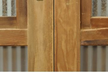 アンティーク建具　和の風情を感じられる裏ガラス入り格子戸2枚セット(引き戸、ガラス戸、ガラス帯戸)(R-076332)