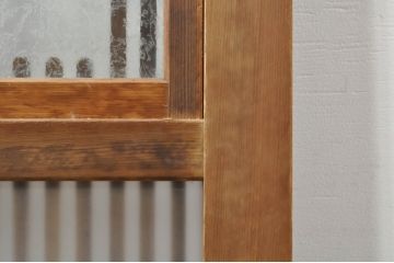アンティーク建具　和の風情を感じられる裏ガラス入り格子戸2枚セット(引き戸、ガラス戸、ガラス帯戸)(R-076332)