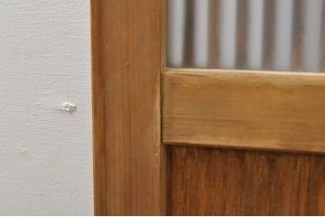 アンティーク建具　和の風情を感じられる裏ガラス入り格子戸2枚セット(引き戸、ガラス戸、ガラス帯戸)(R-076332)