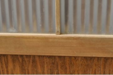 アンティーク建具　和の風情を感じられる裏ガラス入り格子戸2枚セット(引き戸、ガラス戸、ガラス帯戸)(R-076332)