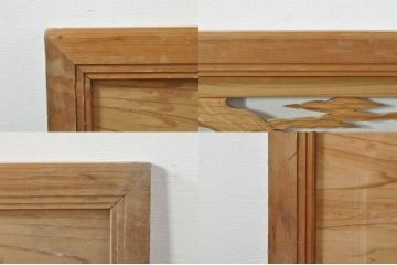 ビンテージ建具　松竹梅　和の空間を演出する彫刻欄間2枚セット(明り取り、明かり取り、ランマ、ヴィンテージ)(R-076333)