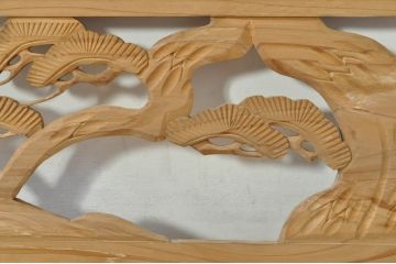 ビンテージ建具　松竹梅　和の空間を演出する彫刻欄間2枚セット(明り取り、明かり取り、ランマ、ヴィンテージ)(R-076333)