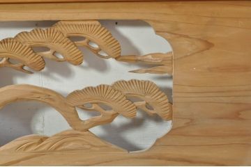 ビンテージ建具　松竹梅　和の空間を演出する彫刻欄間2枚セット(明り取り、明かり取り、ランマ、ヴィンテージ)(R-076333)