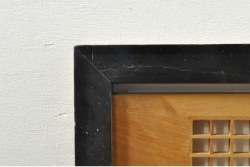 ビンテージ建具　松・鷲　彫刻と組子細工の組み合わせが美しい欄間2枚セット(明り取り、明かり取り、ランマ、ヴィンテージ)(R-076334)