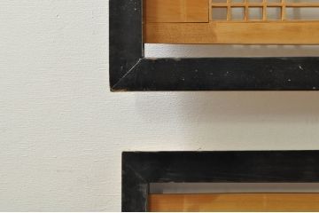 ビンテージ建具　松・鷲　彫刻と組子細工の組み合わせが美しい欄間2枚セット(明り取り、明かり取り、ランマ、ヴィンテージ)(R-076334)