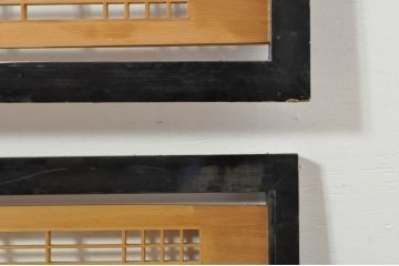 ビンテージ建具　松・鷲　彫刻と組子細工の組み合わせが美しい欄間2枚セット(明り取り、明かり取り、ランマ、ヴィンテージ)(R-076334)