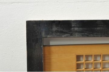 ビンテージ建具　松・鷲　彫刻と組子細工の組み合わせが美しい欄間2枚セット(明り取り、明かり取り、ランマ、ヴィンテージ)(R-076334)